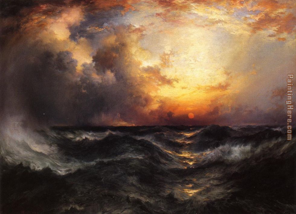 Sunset in Mid-Ocean painting - Thomas Moran Sunset in Mid-Ocean art painting